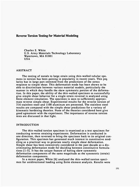 reversed torsional testing|(PDF) Reverse Torsion Testing for Material Modeling.